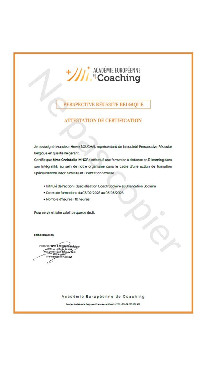 Certification en coach et orientation scolaire
